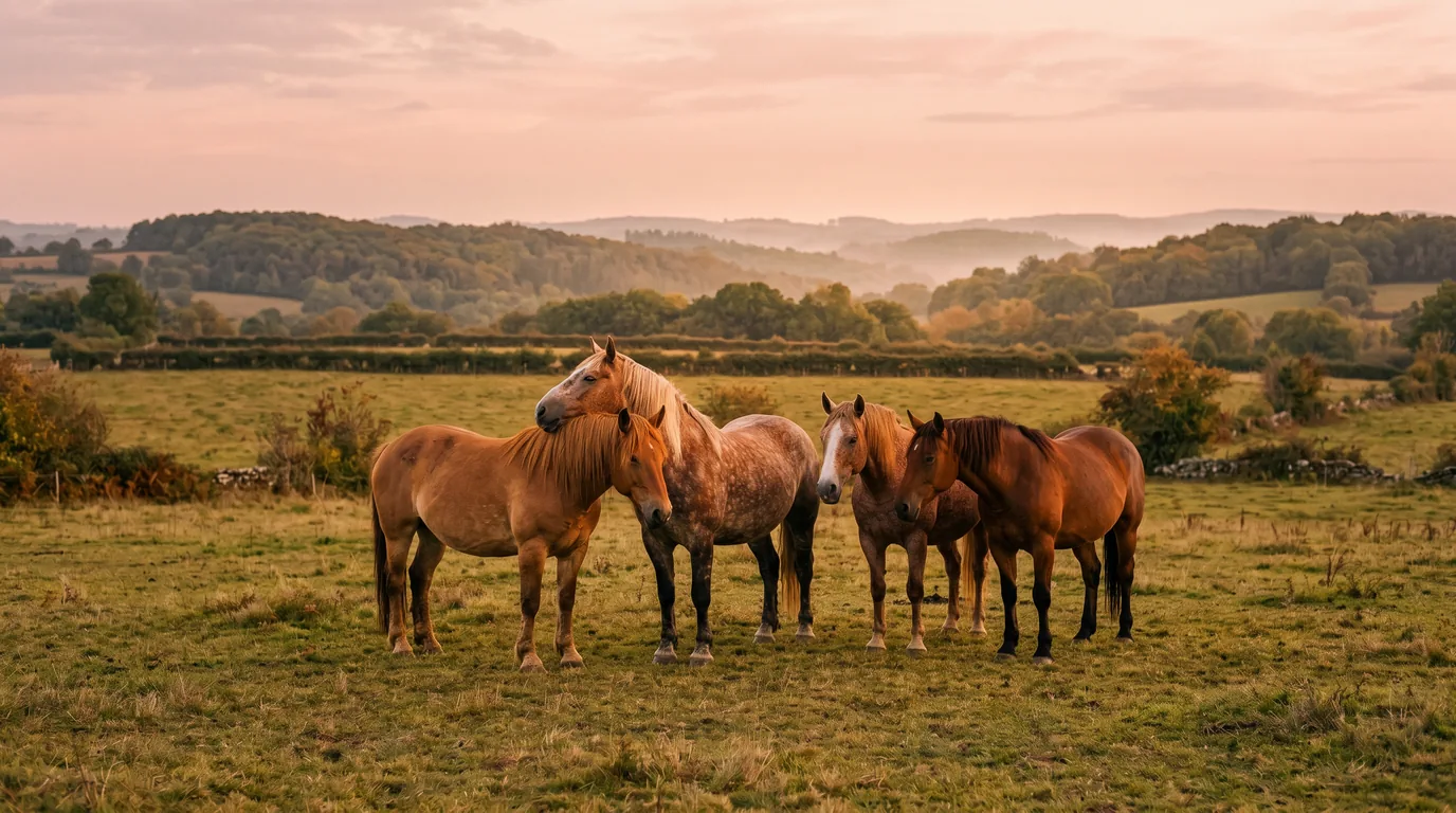 Les chevaux du Les Islandais de La Rodde en liberté, Puy-de-Dôme
